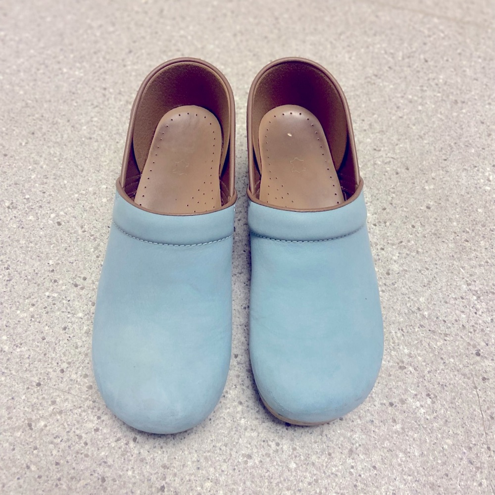 Baby blue Dansko clogs